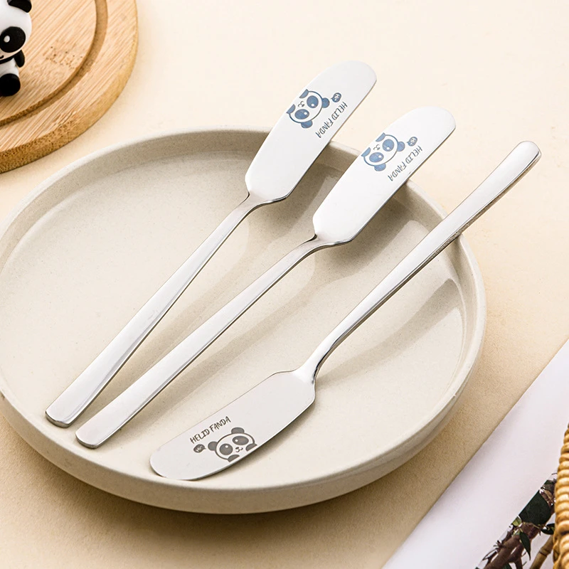 熊家族304不锈钢牛油刀韩式长柄果酱黄油涂抹刀加厚奶油裱花刀