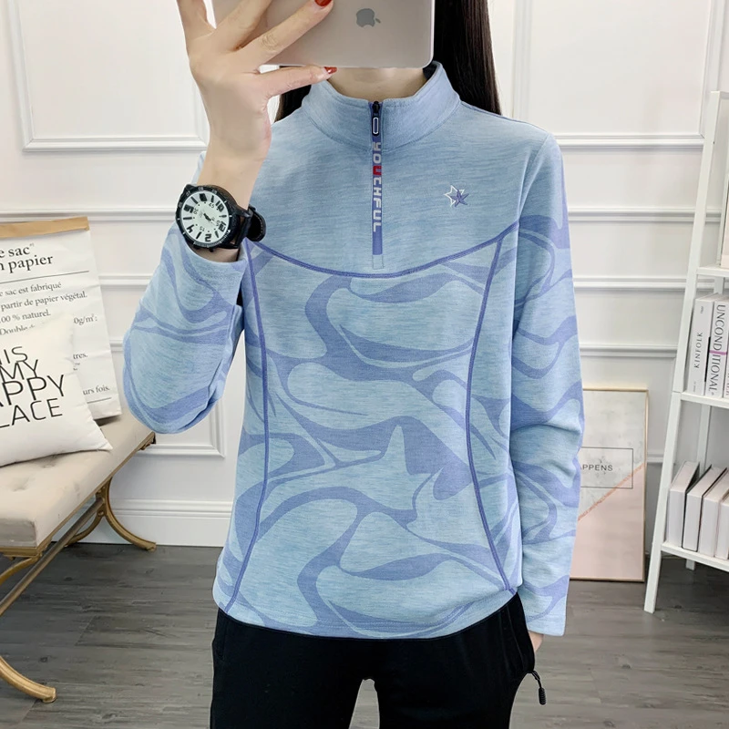 健身抓绒卫衣女士运动户外德绒秋冬套头双面抓绒外套开衫立领绒衣