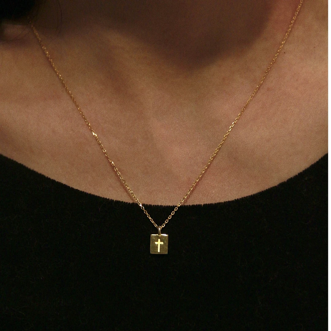 坠链均925银 Heymen黑门 法风小众 银镀金十字架女项链