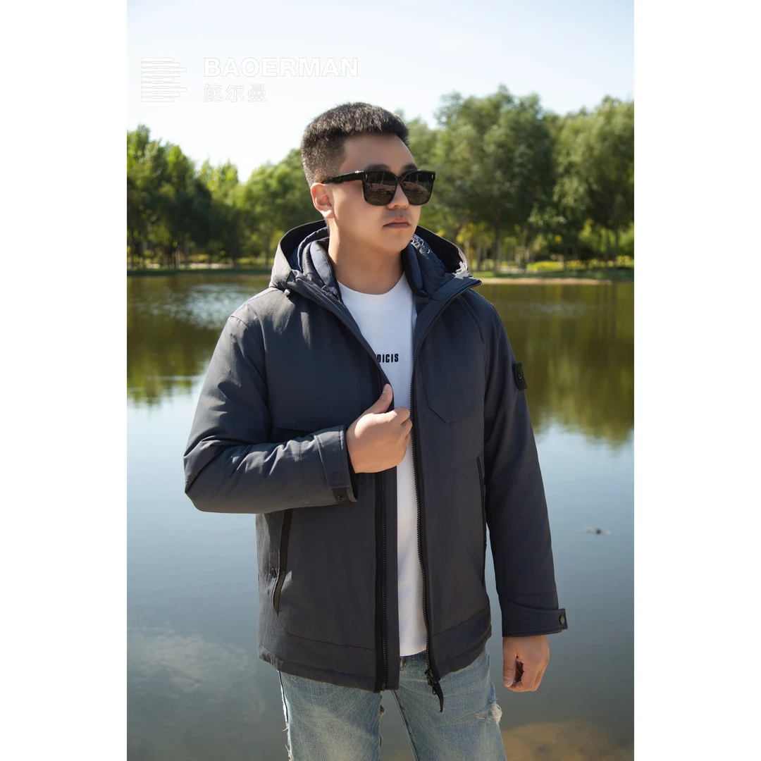 鲍尔曼BAOERMAN男士都市机能冬季轻休闲内胆白鸭绒加小羔羊毛8603
