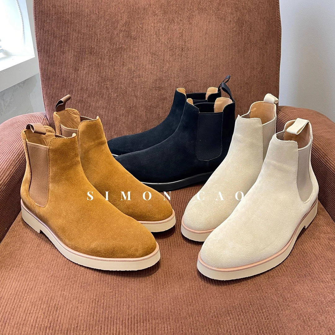 【西蒙曹】-男士时尚百搭发泡底磨砂面真皮切尔西靴