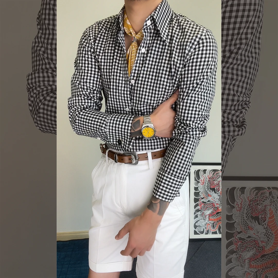 西蒙曹-轻奢商务英伦帅气长袖百搭法式袖扣尖领衬衣