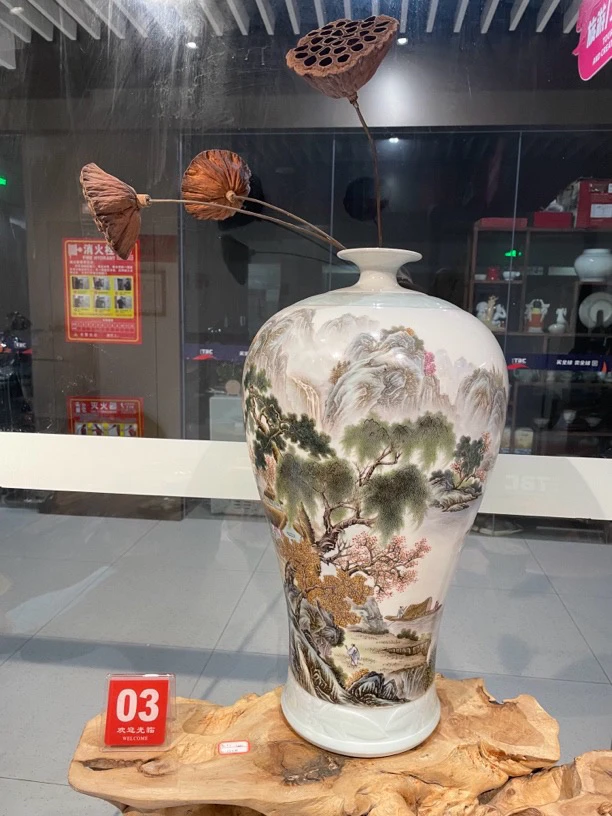 景德镇陶瓷全手工手绘仿古山水图