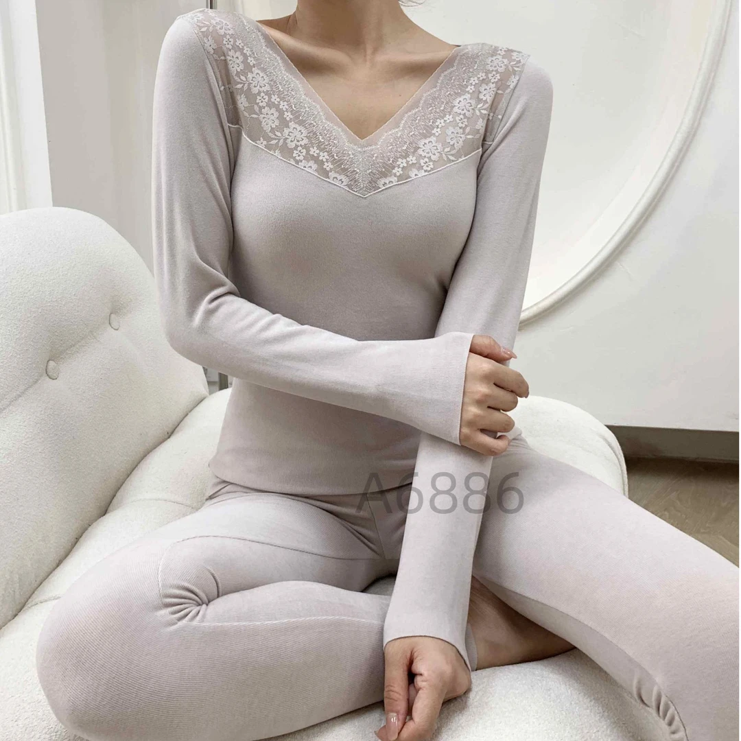 【保暖套装保暖衣】6886椰子油套装蕾丝拼接保暖舒适秋衣内衣女款