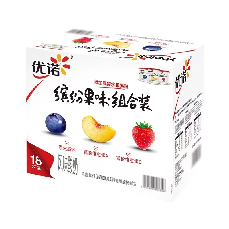 优诺缤纷果味组合装低脂风味酸奶100g*18