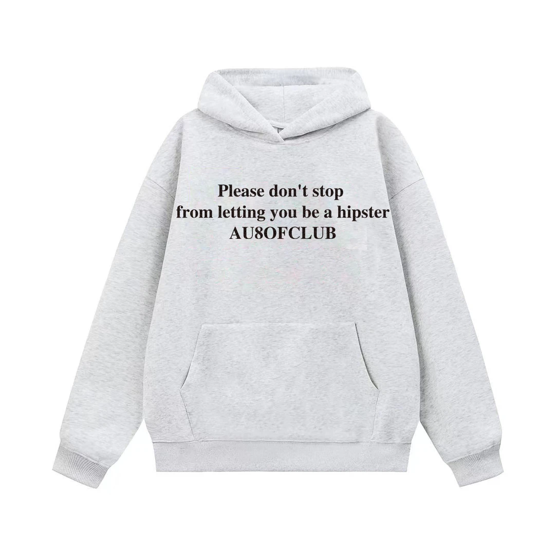 AU8OFCLUB美式高街字母印花重磅连帽卫衣男女情侣秋冬嘻哈潮帽衫
