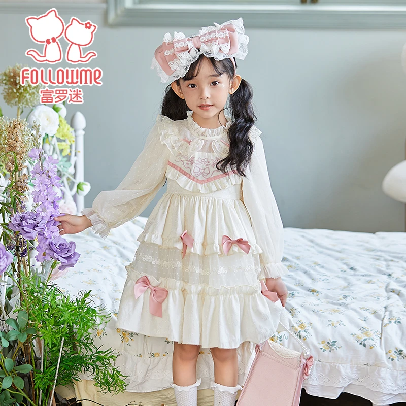 富罗迷女童Lolita裙新款秋季洋气蓬蓬裙甜美洛丽塔公主裙FB3C937L