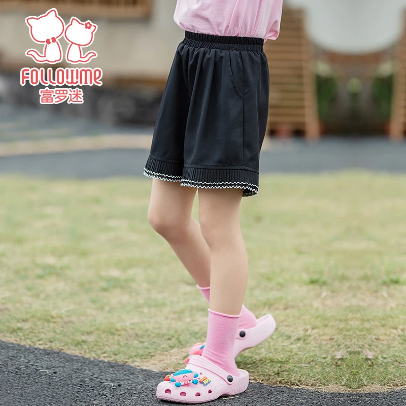 儿童裤子夏季新款女童宽松休闲薄款短裤外穿花边短裤F2B7396K