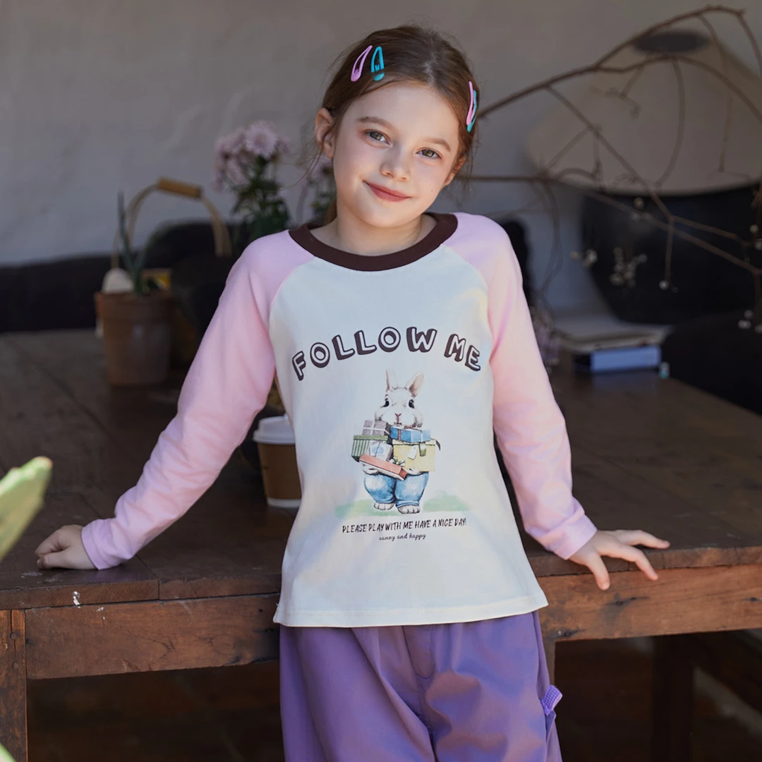 富罗迷女童长袖t恤儿童秋装秋季洋气时髦小女孩亲肤上衣F4C6098Z