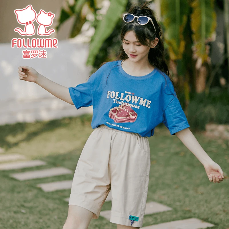 富罗迷女童T恤短袖夏季新款大童吸汗透气薄款半袖t恤FD3B8433Z