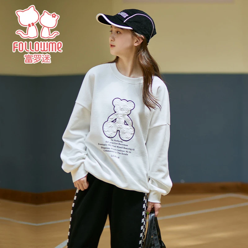 女童卫衣少女装春秋新款小个子宽松透气小女孩舒适上衣FD2C7778Z