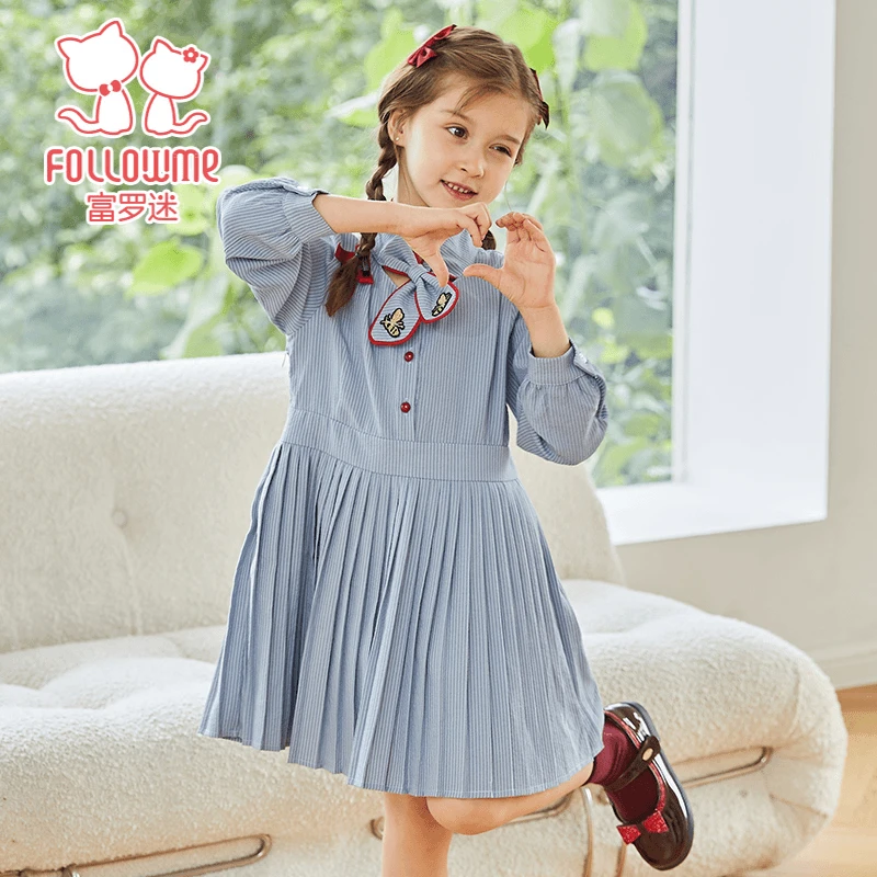 富罗迷女童连衣裙儿童装春秋洋气小女孩百搭宝宝公主裙子F2C7741L