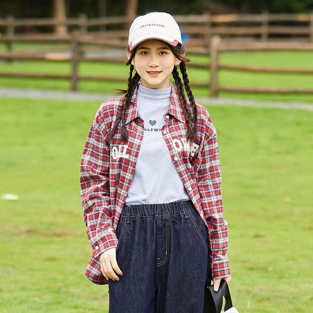 富罗迷学院风字母印花格子衬衫FD3C8777C