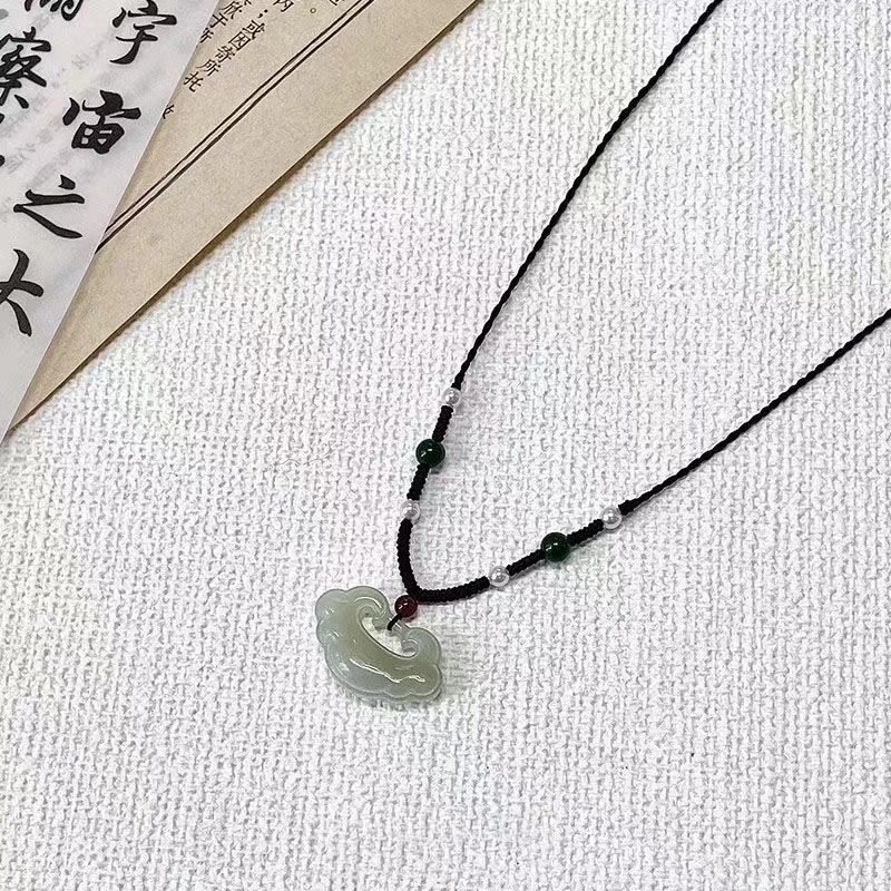 锌合金吊坠 新中式祥云锁项链女秋冬款新款高级清冷手工编织配饰