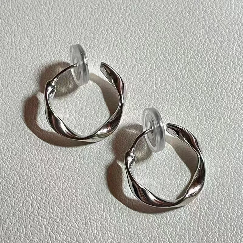 锌合金耳饰 复古ins港风耳夹无耳洞女圆圈耳饰气质高级感法式耳环