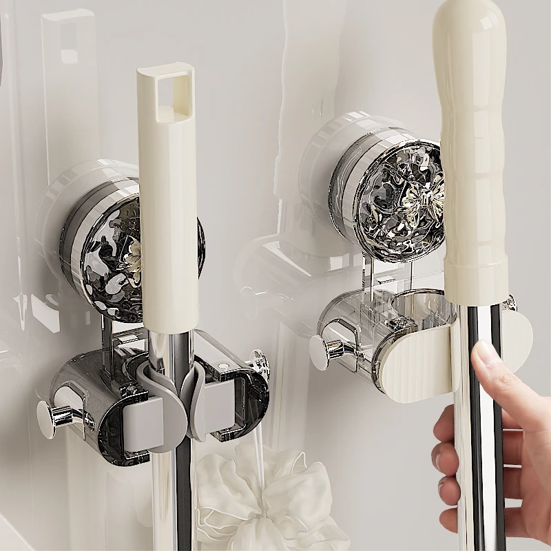 吸盘拖把壁挂夹卫生间收纳神器拖布夹卡扣架免打孔固定器扫把挂钩