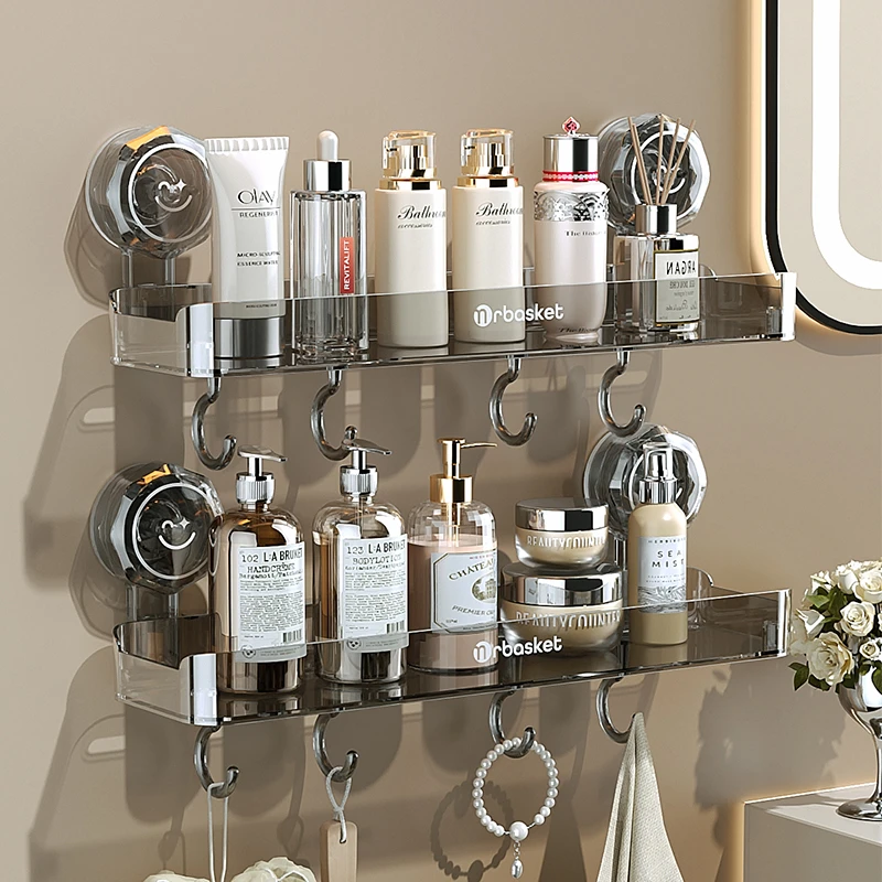 浴室吸盘置物架卫生间洗手台收纳架壁挂式化妆品收纳洗浴角架