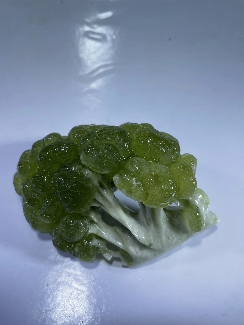 岫玉青提奶盖料菜花摆件高69.宽75