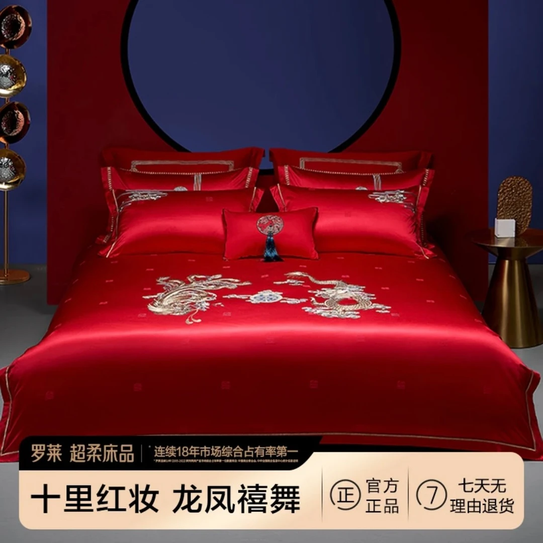 【婚庆·龙凤禧舞】婚庆八件套提花面料刺绣工艺大红色礼盒包装