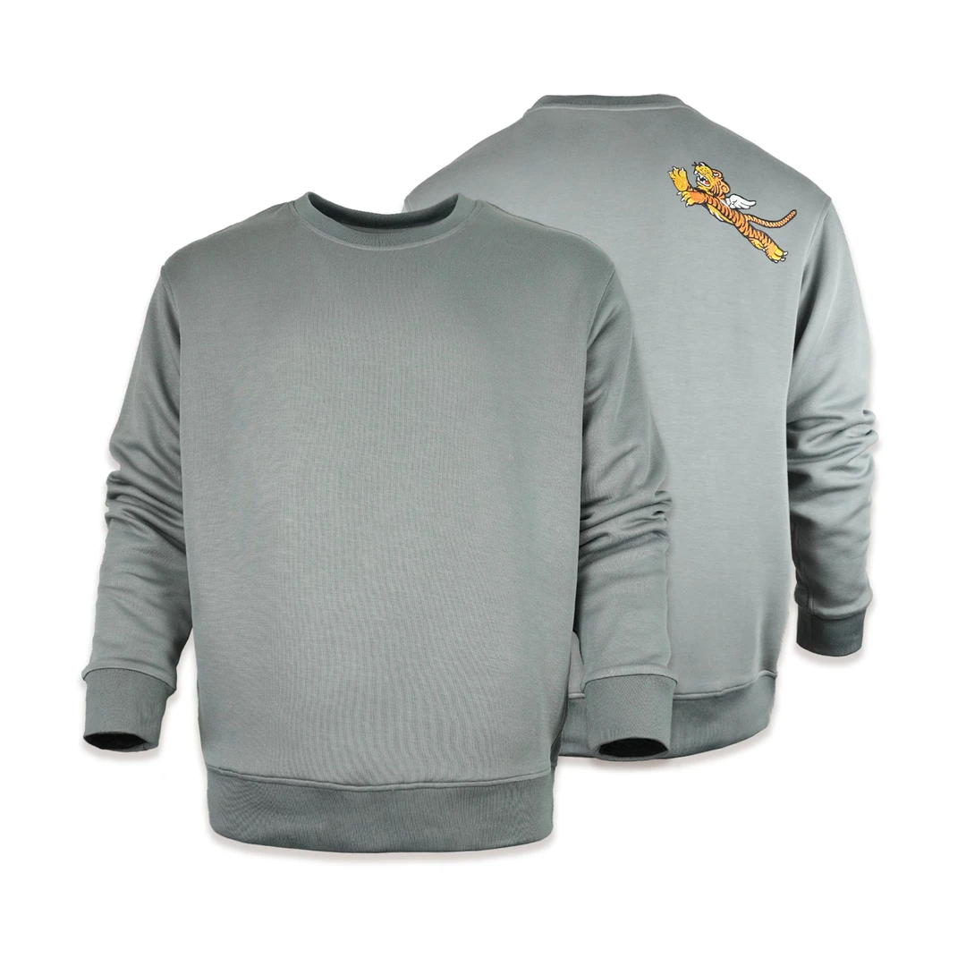 猫虎兽男装卫衣男士春秋圆领打底衫运动帅气高级感醋酸刺绣卫衣