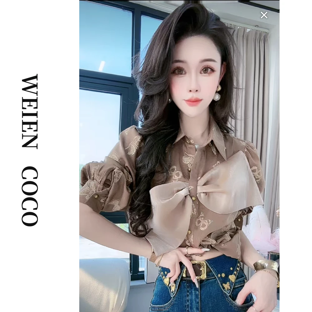 【薇恩COCO】蝴蝶长袖衬衫时尚休闲印花洋气春夏款女士衬衣S1929