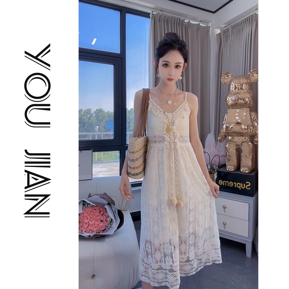 【柚见女装】吊带连衣裙蕾丝民族风显瘦气质轻奢夏季优雅K1427