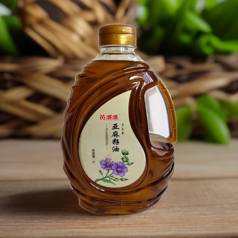 宁夏西吉正宗物理冷榨亚麻籽油月子农家食用油2L/桶现榨