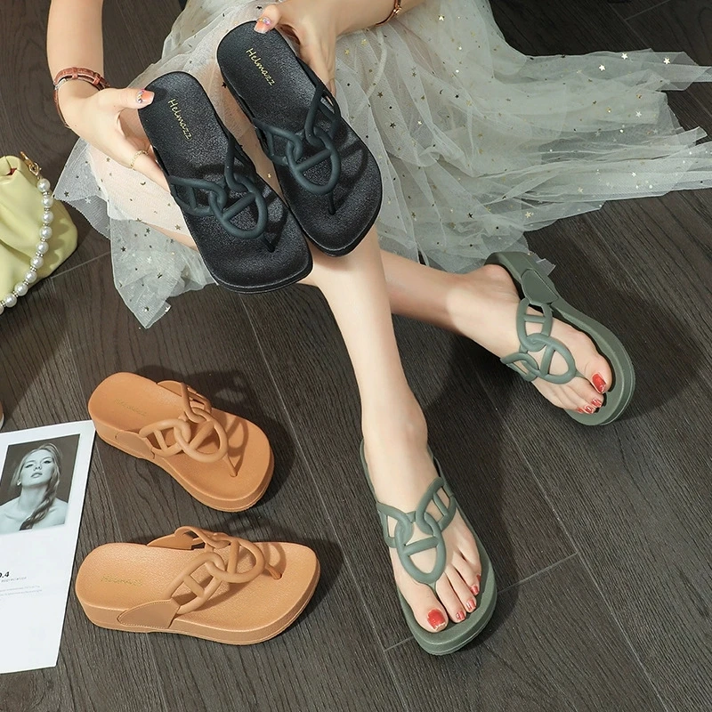 网红人字浴室厚底凉鞋防滑女士夏季外穿百搭度假人字拖鞋女鞋外穿