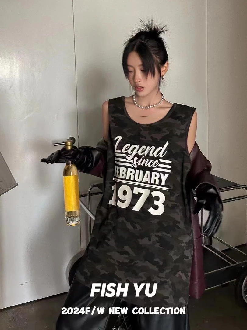 福利 YU 23667 潮牌迷彩背心 加厚重磅