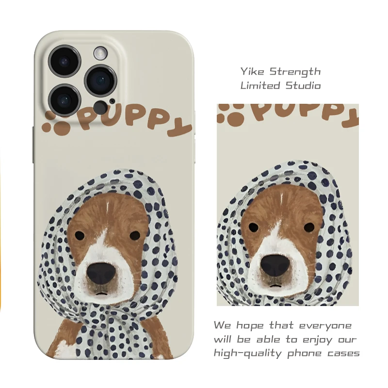 丝巾小狗菲林壳软壳适用iphone苹果15pro可爱手机壳VIVO华为