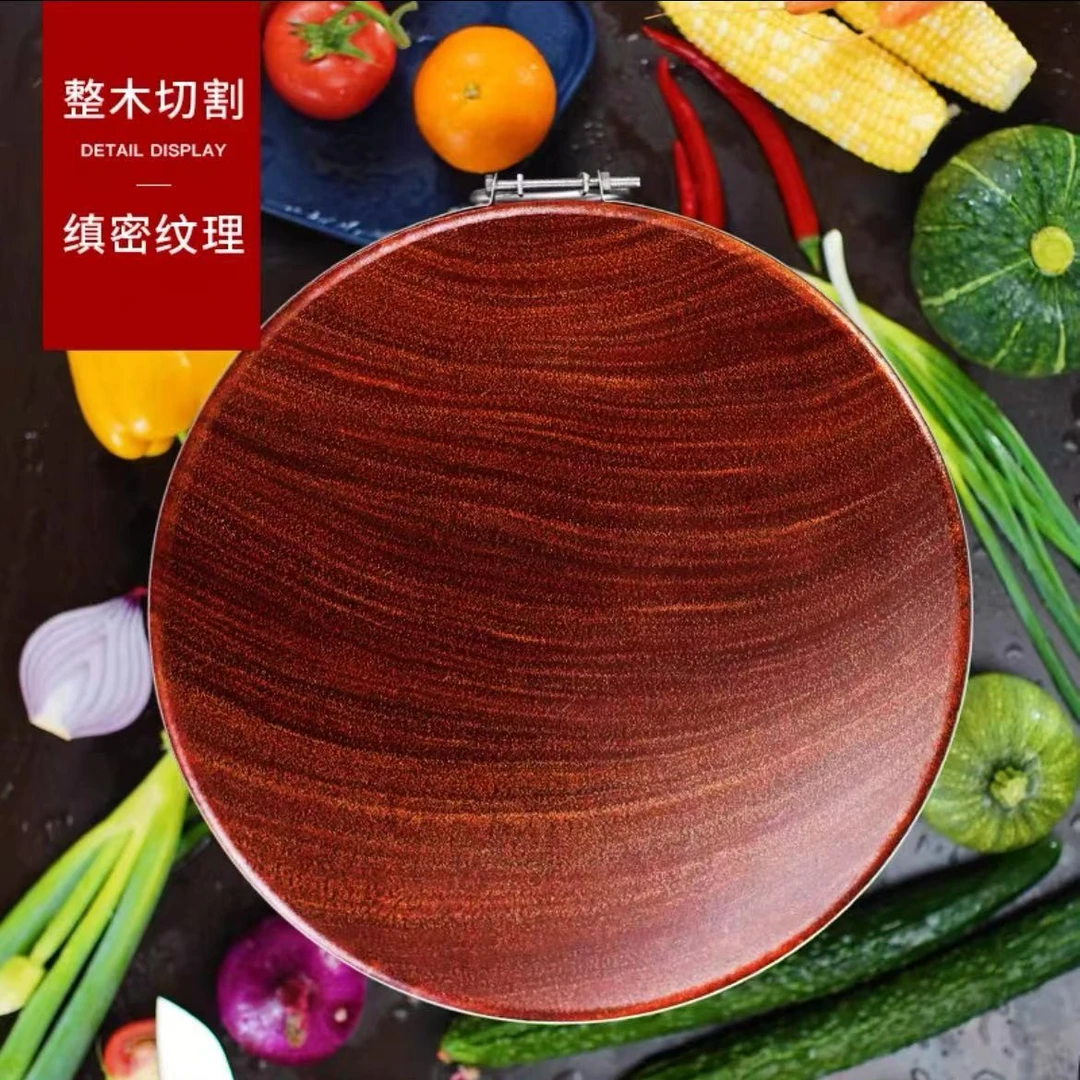 家用大号加厚防霉无蜡无漆圆形红铁木菜板商用44*4