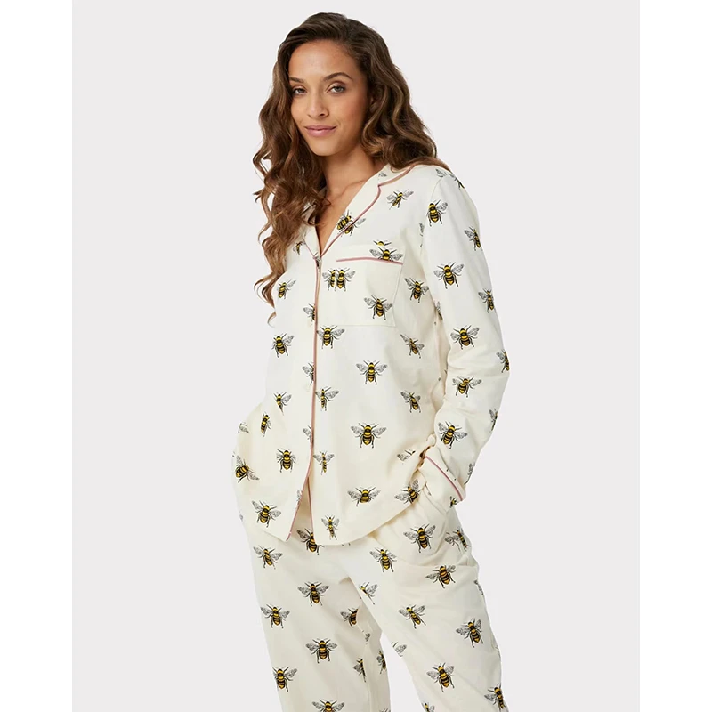 米诗缇【白色小蜜蜂】小众潮牌时尚设计师可外穿长袖长裤睡衣家居服