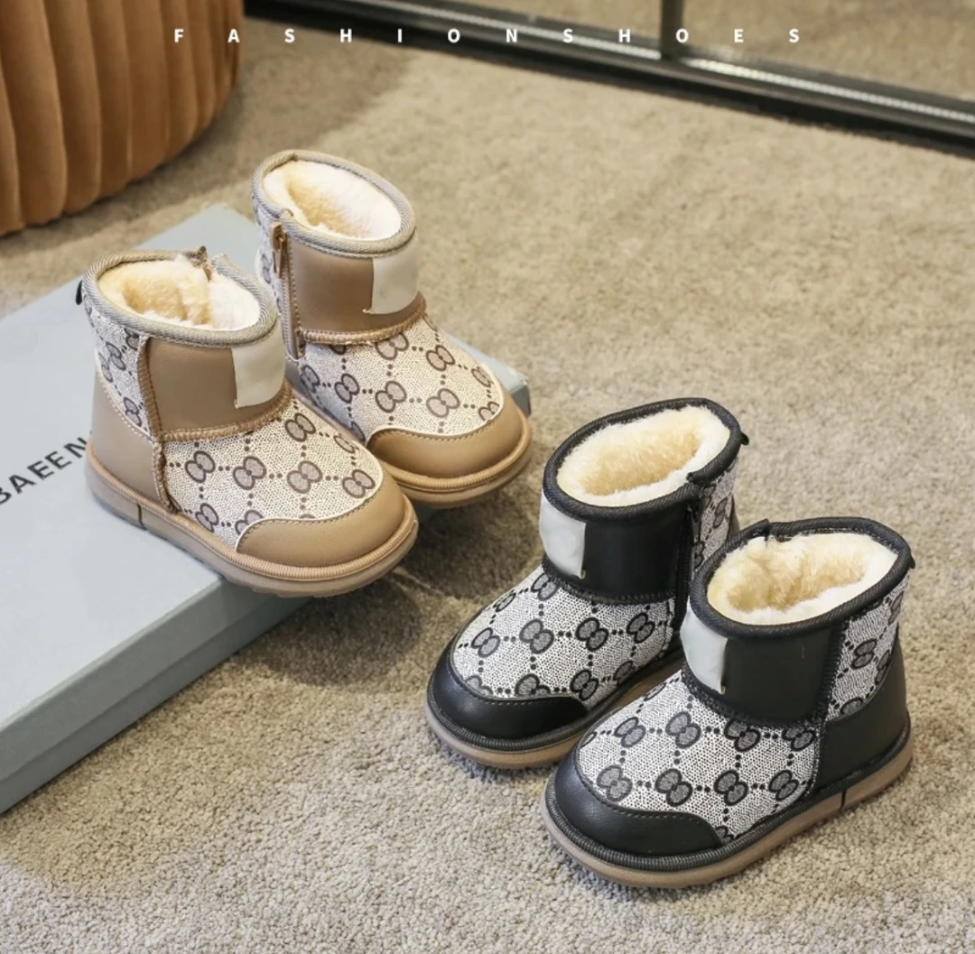 保暖加绒宝宝雪地靴冬季新款韩系百搭女童短靴棉鞋防滑男童保暖鞋