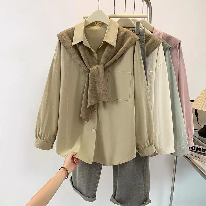 【衣长70】7532披肩长袖衬衫  气质时尚宽松衬衫