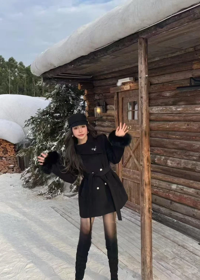 衣长72   28666【北欧漫雪】真毛夹棉大衣