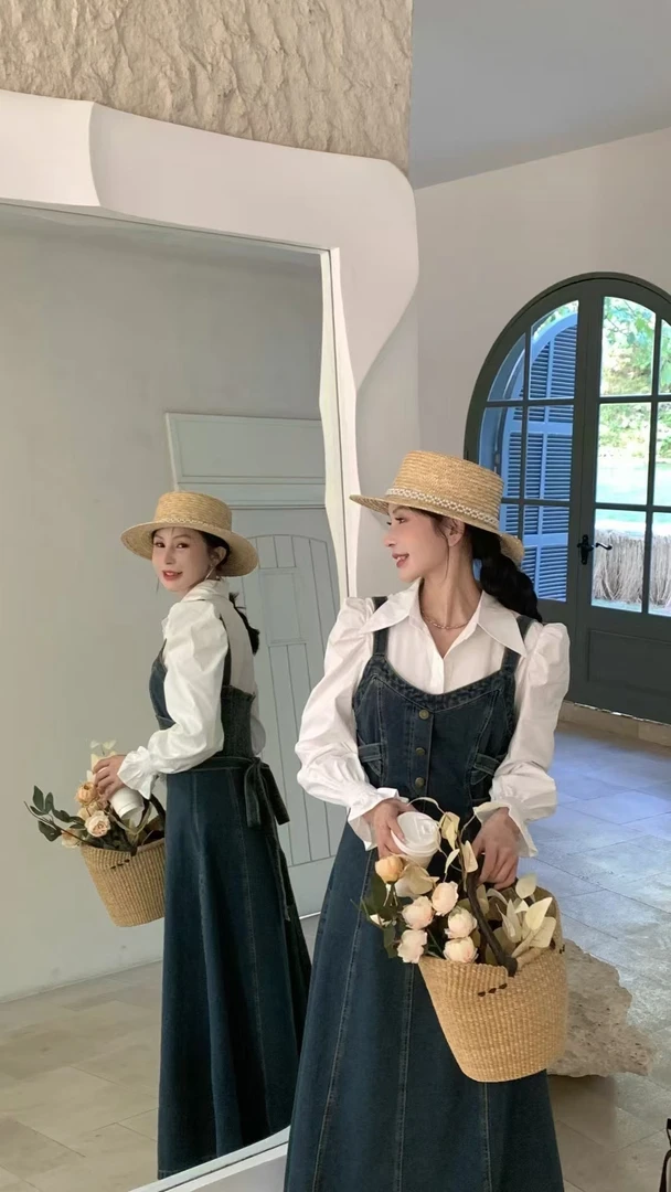 裙长124   1102【遇见美好】牛仔两件套连衣裙