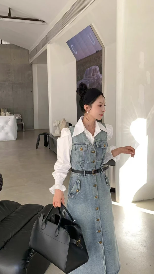 裙长120   1103牛仔两件套连衣裙