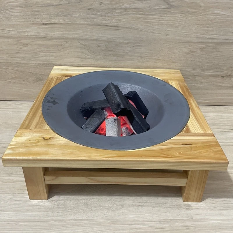 烤火盆老式取暖家用木炭炉煮茶烧烤炉架子室内铸铁庭院实木碳火盆