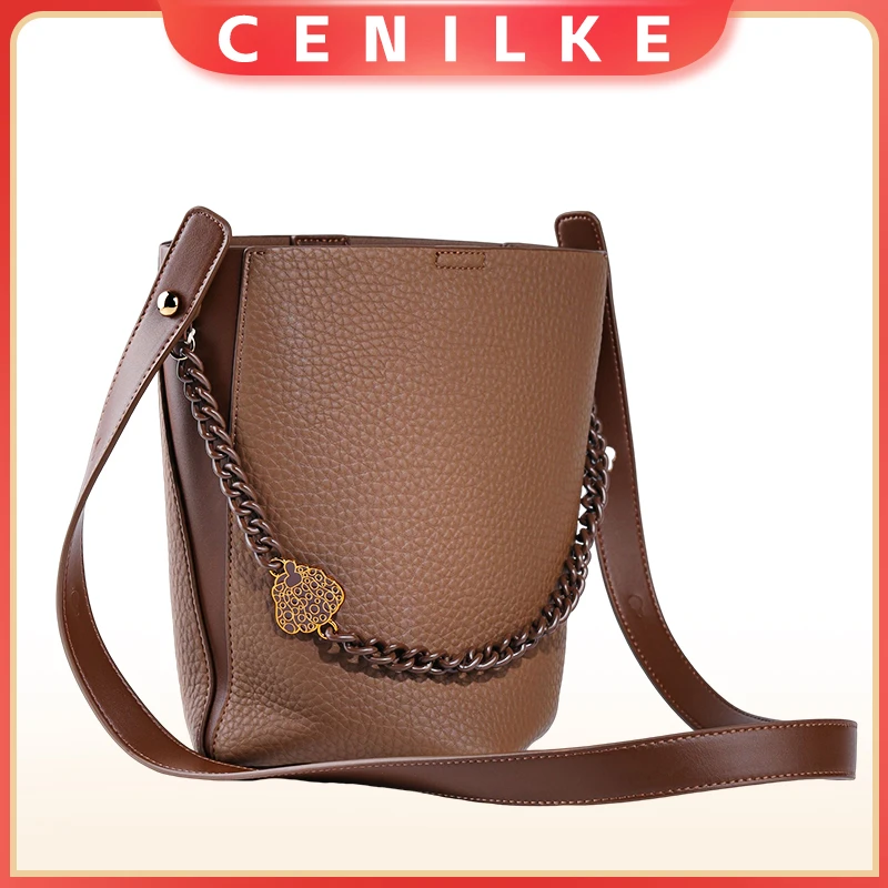 新款水桶包轻奢时尚轻奢撞色水桶包休闲百搭单肩斜挎子母包女士