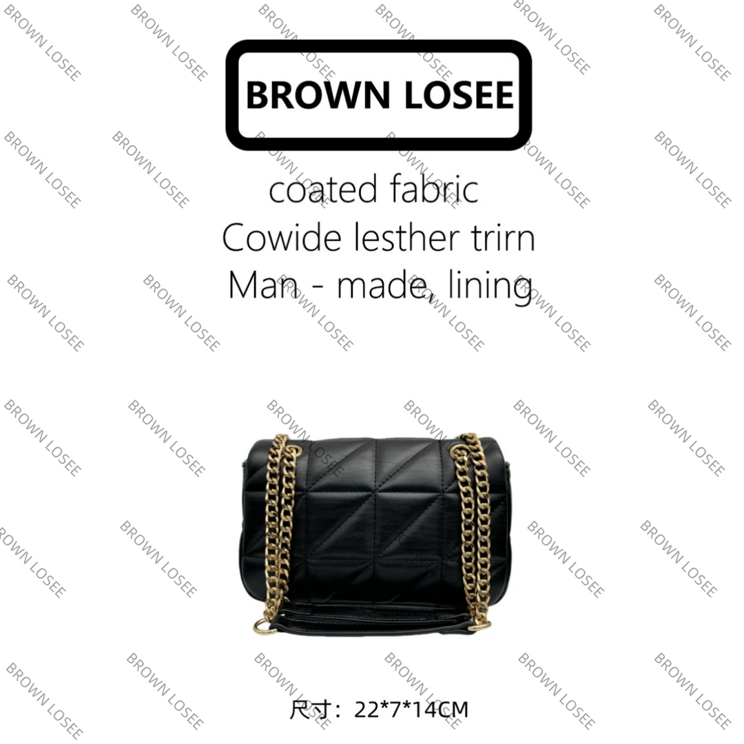 DL＆设计款腋下菱格包包单肩包E1053#黑色