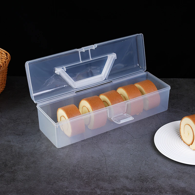 蛋糕卷保鲜盒PP手提盒便携野餐切块打包盒重复使用冷藏收纳包装盒