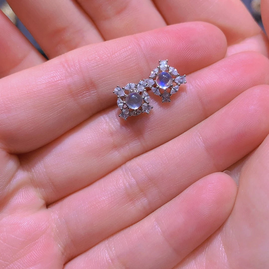 【闪购商品】月光石耳饰银S925镶嵌楚*