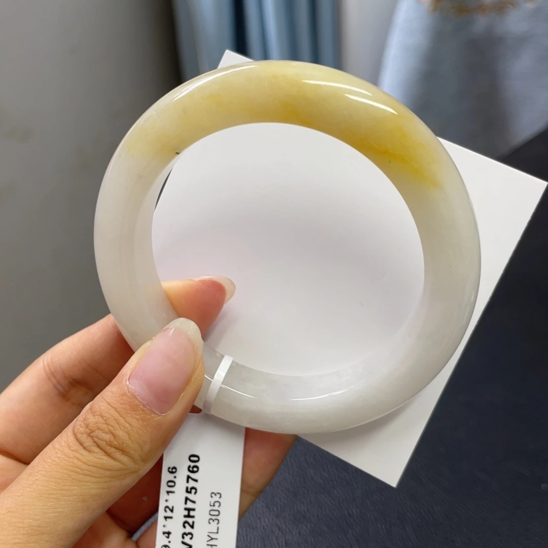 翡翠手镯未镶嵌冰糖雪梨厚装正圈59.7