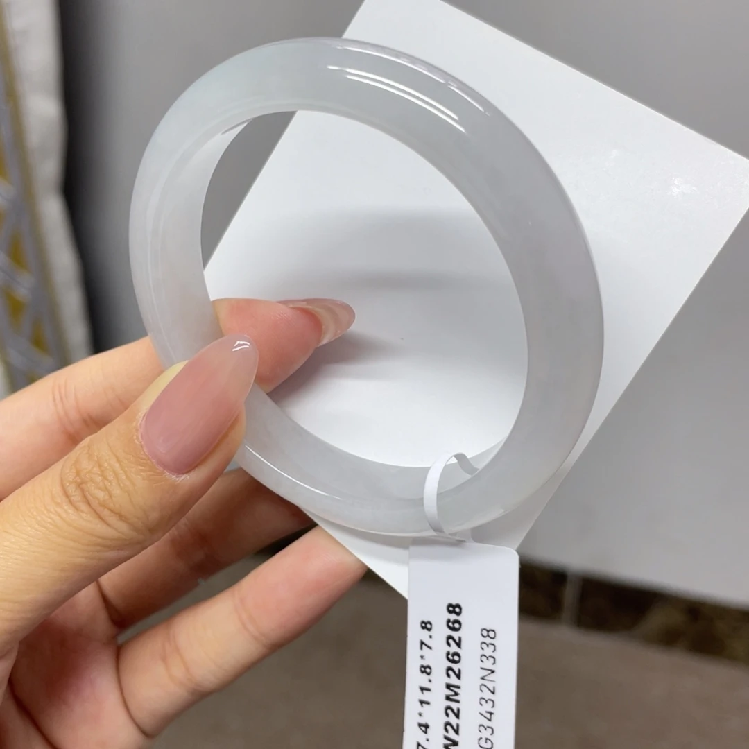 翡翠手镯未镶嵌57正圈白月光