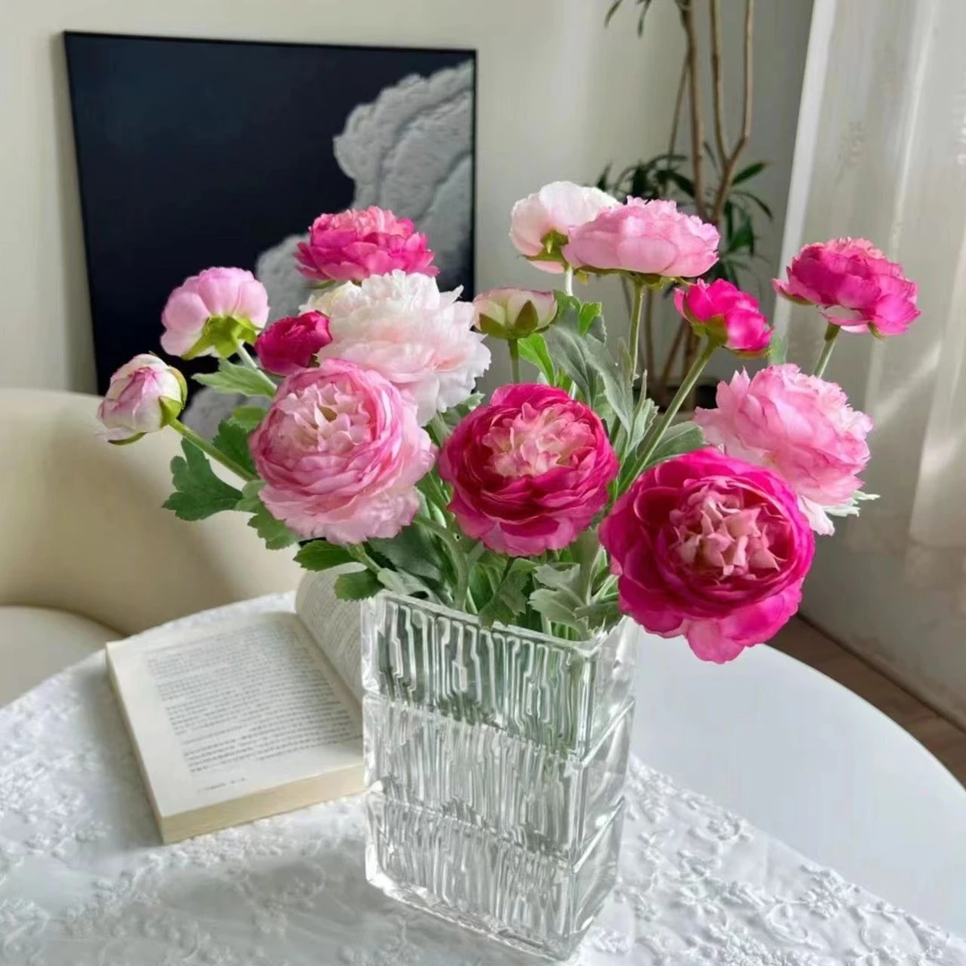 新款 ins风露莲仿真花单枝粉色植绒绢花假花客厅茶几餐桌装饰花艺