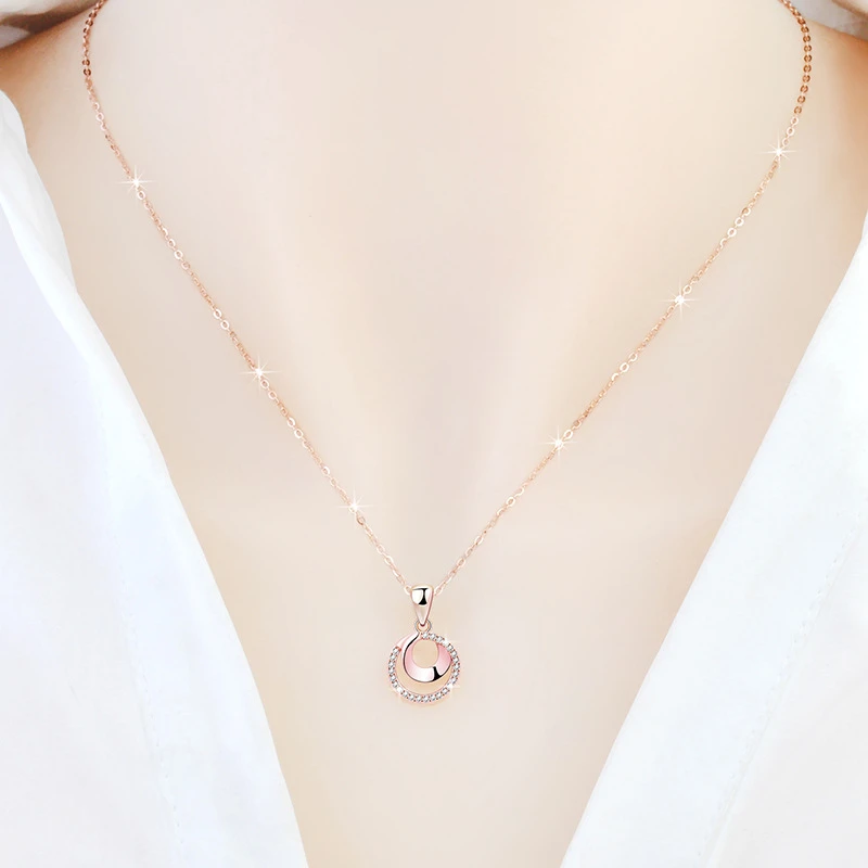 项链女孩S925纯银镀18k玫瑰金锁骨链轻奢小众设计感银饰ins冷淡风