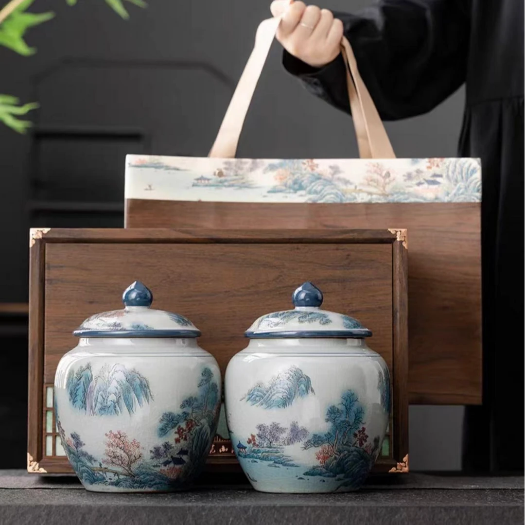 德邦快递送货上门【阅览山河】肉桂 陶瓷茶叶礼盒  180g