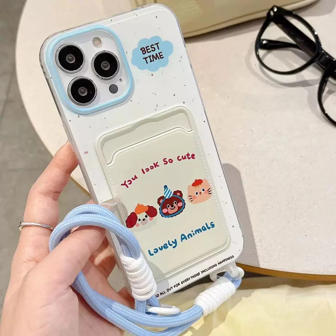 腊肠狗卡包卡槽设计壳苹果/华为/oppo/vivo/小米短绳防摔手机壳