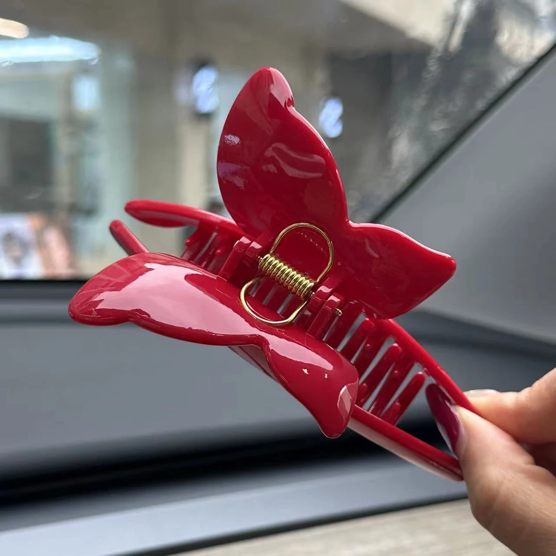 新款12cm立体蝴蝶抓夹高级感后脑勺女气质发饰鲨鱼夹头饰MKT024