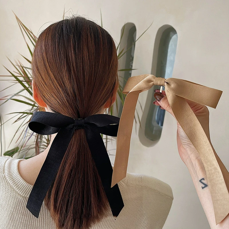 韩国名媛风蝴蝶结飘带头饰发夹头顶扣夹后脑勺马尾发夹新款9031